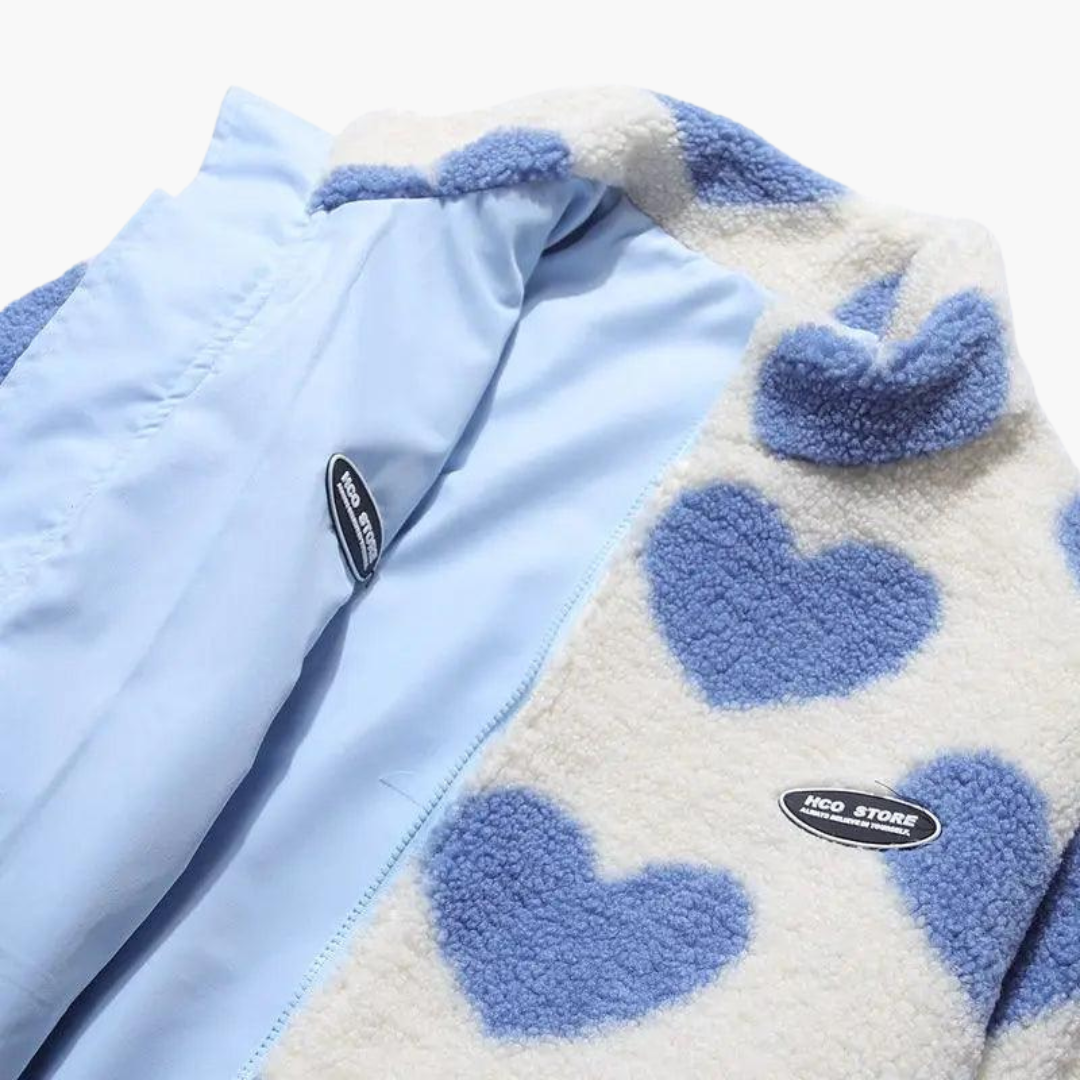Valerie reversible sherpa heart print jacket - color options