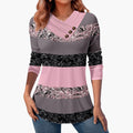 Vera striped button detail top - front view