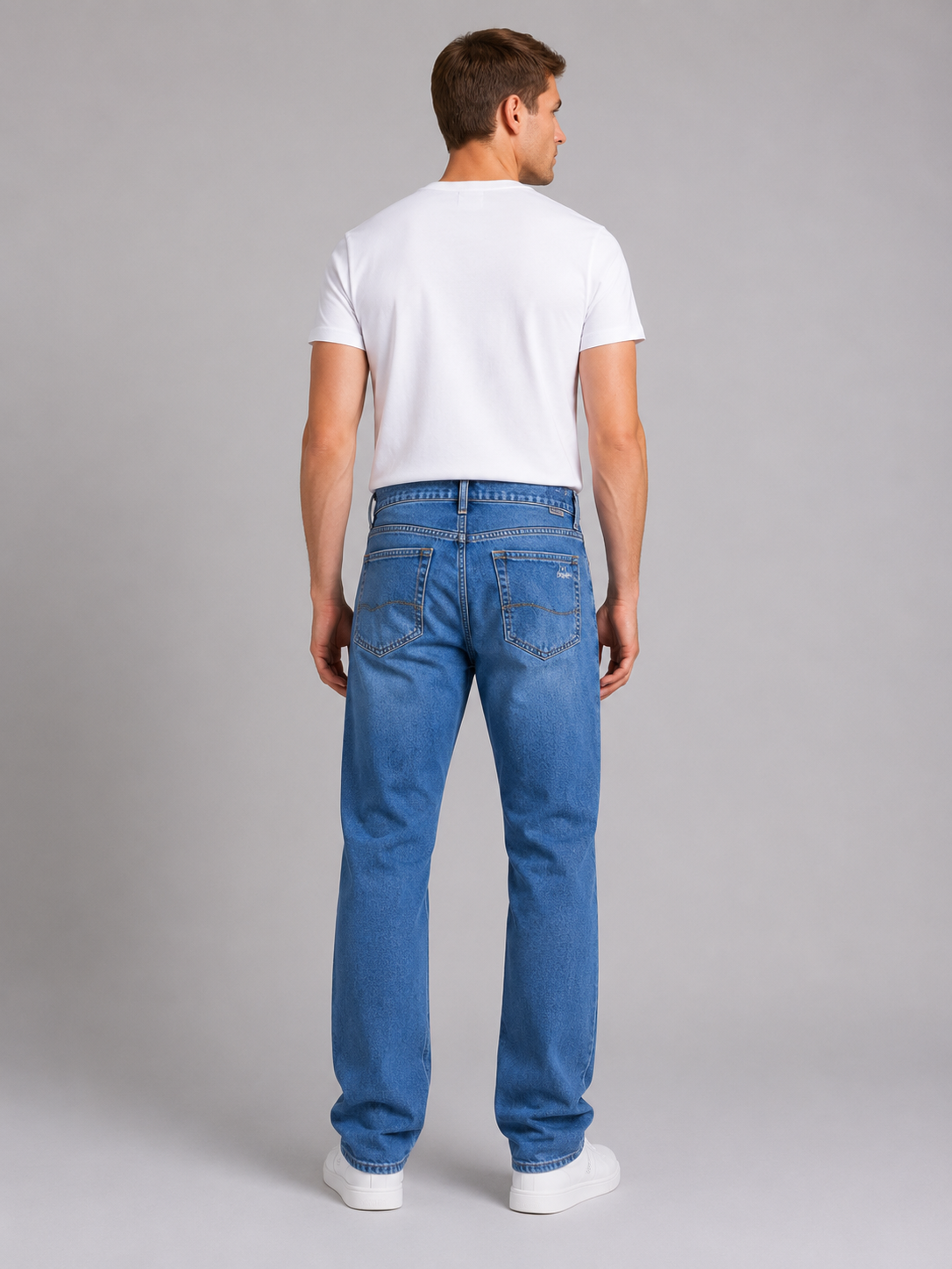 Victor straight leg jeans regular fit denim - back view