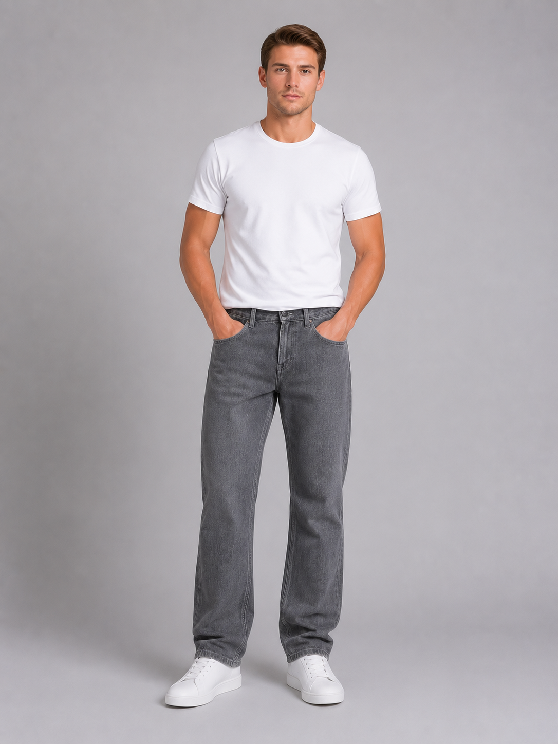 Victor straight leg jeans regular fit denim - styled outfit