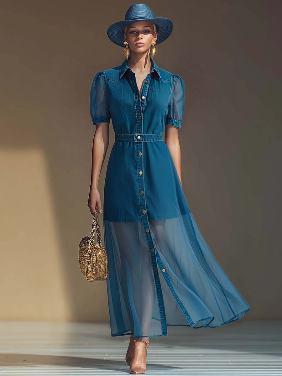 Viola | Button Front V-Neck Maxi Dress