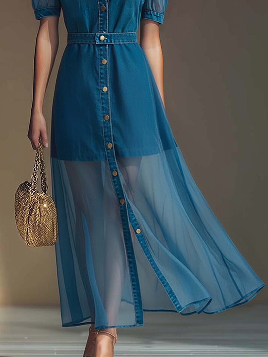 Viola | Button Front V-Neck Maxi Dress