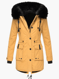 Vivian hooded parka front pockets - front view