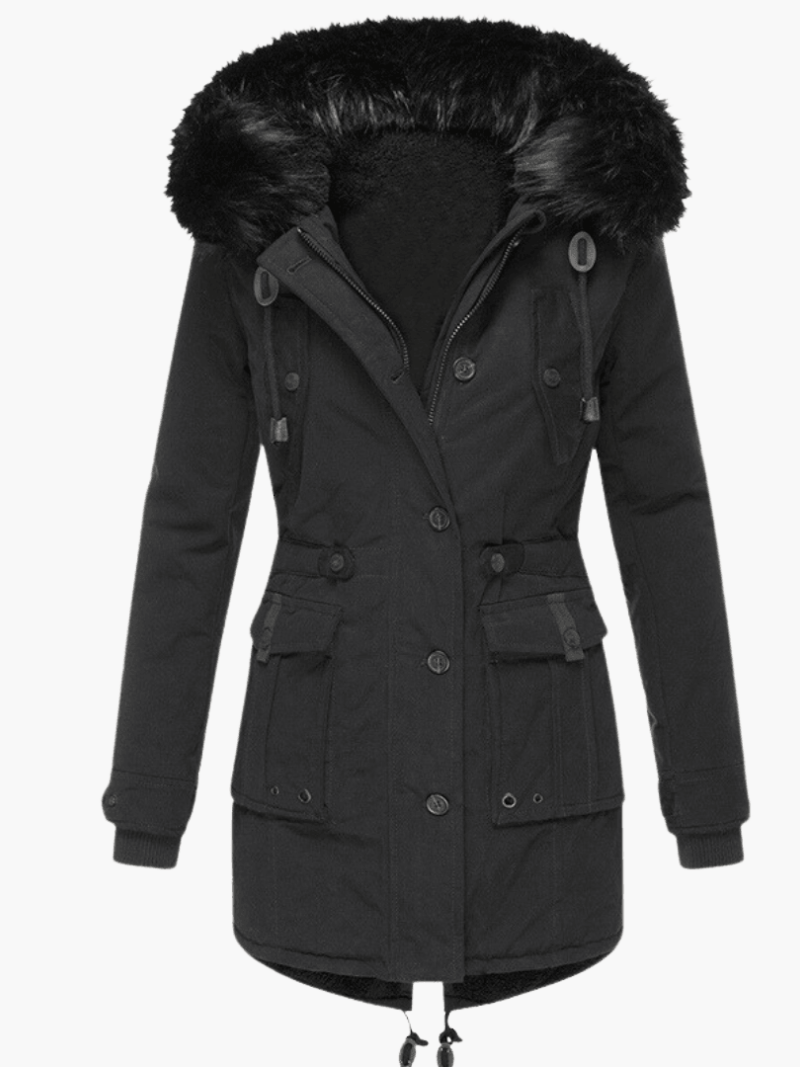 Vivian hooded parka front pockets - pocket detail