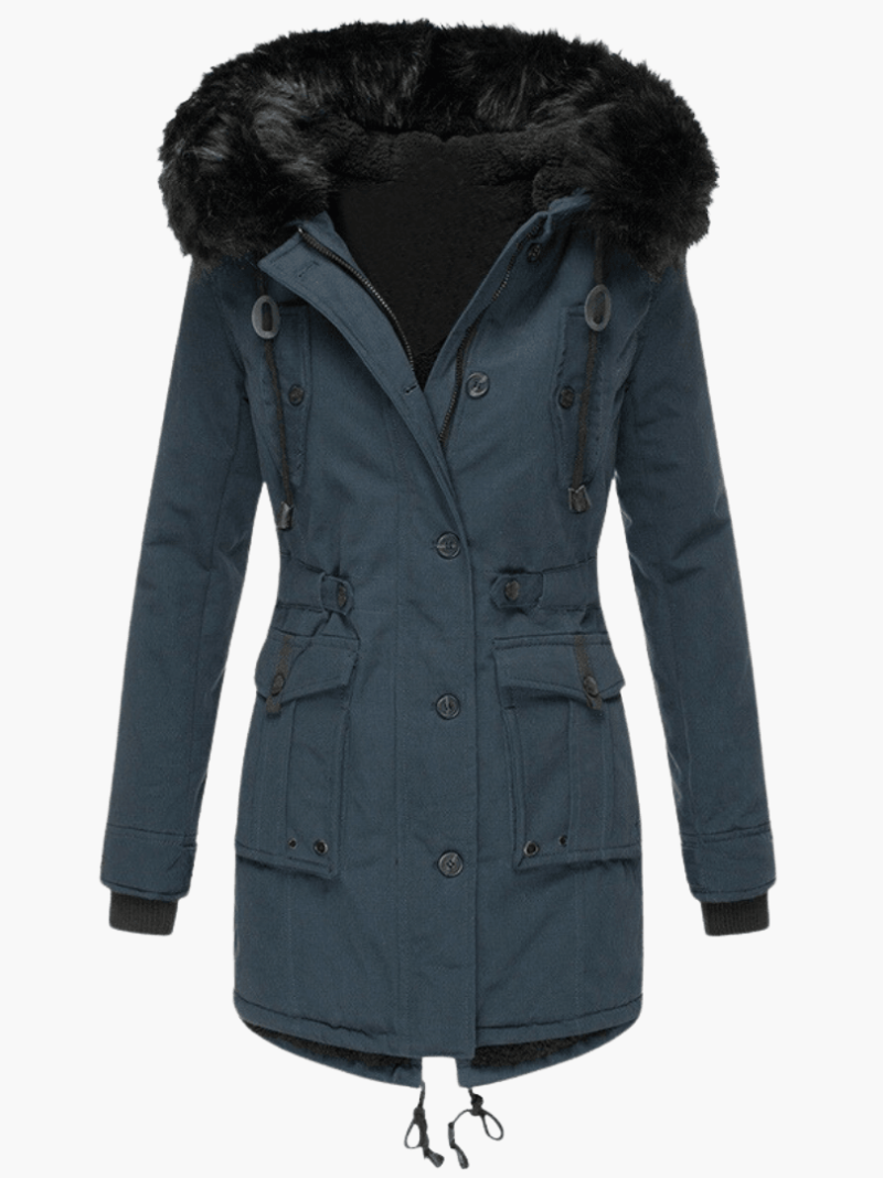 Vivian hooded parka front pockets - styled outfit