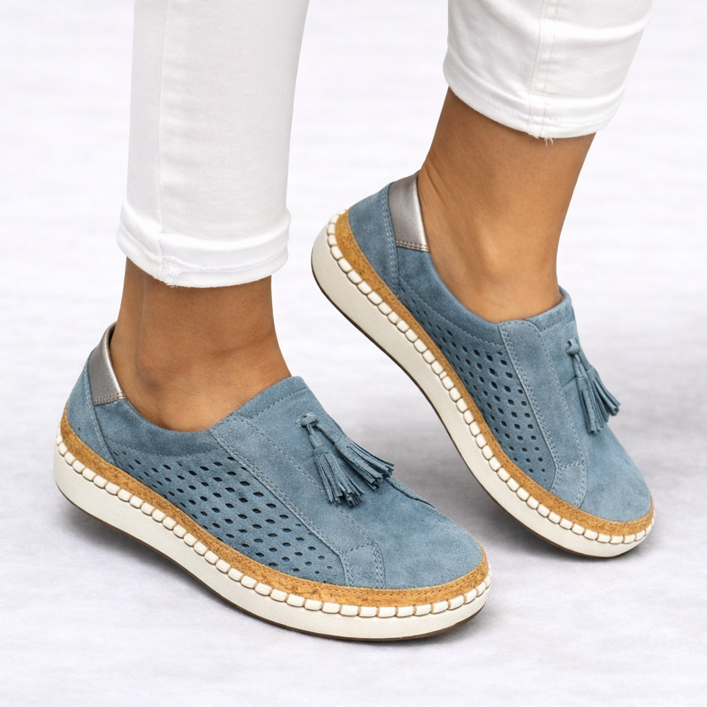 Wanda orthopedic slip-on shoes tassel - color Blue