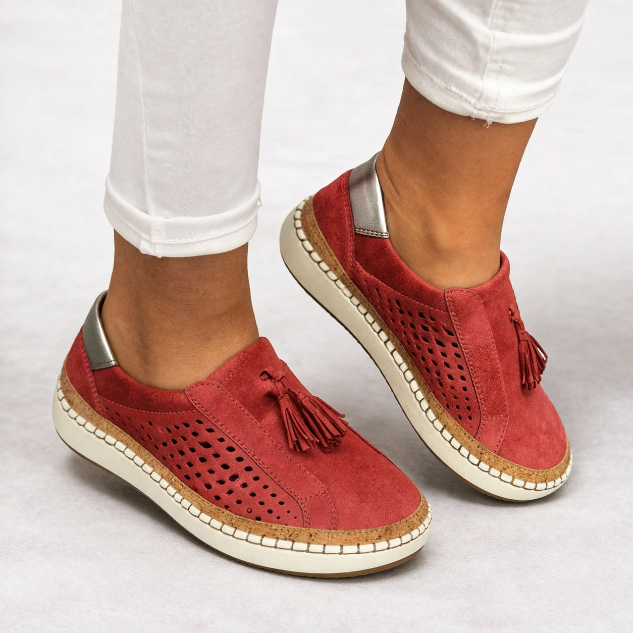 Wanda orthopedic slip-on shoes tassel - color Red