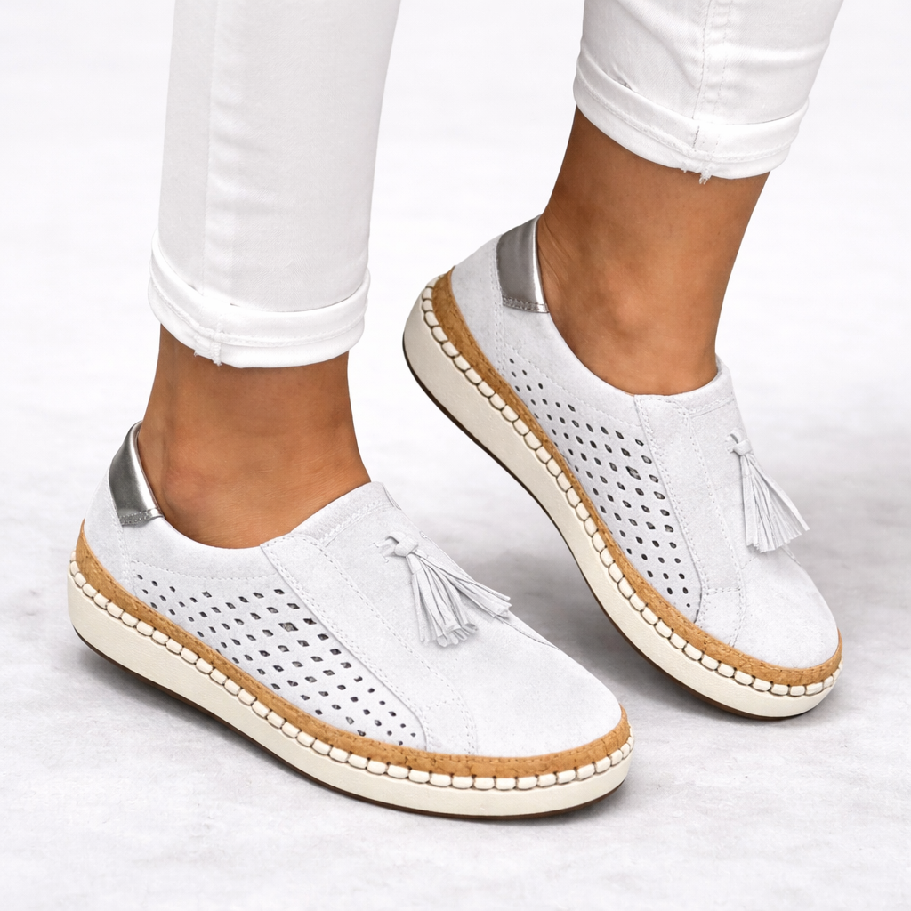 Wanda orthopedic slip-on shoes tassel - color White