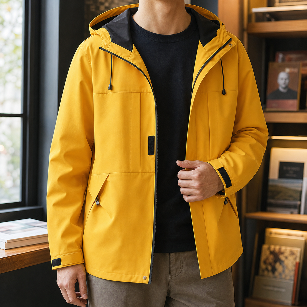 Warwick hooded windbreaker jacket, yellow