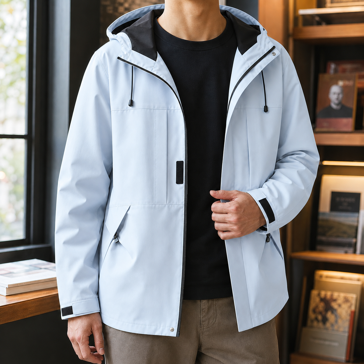 Warwick hooded windbreaker jacket, moonlight blue