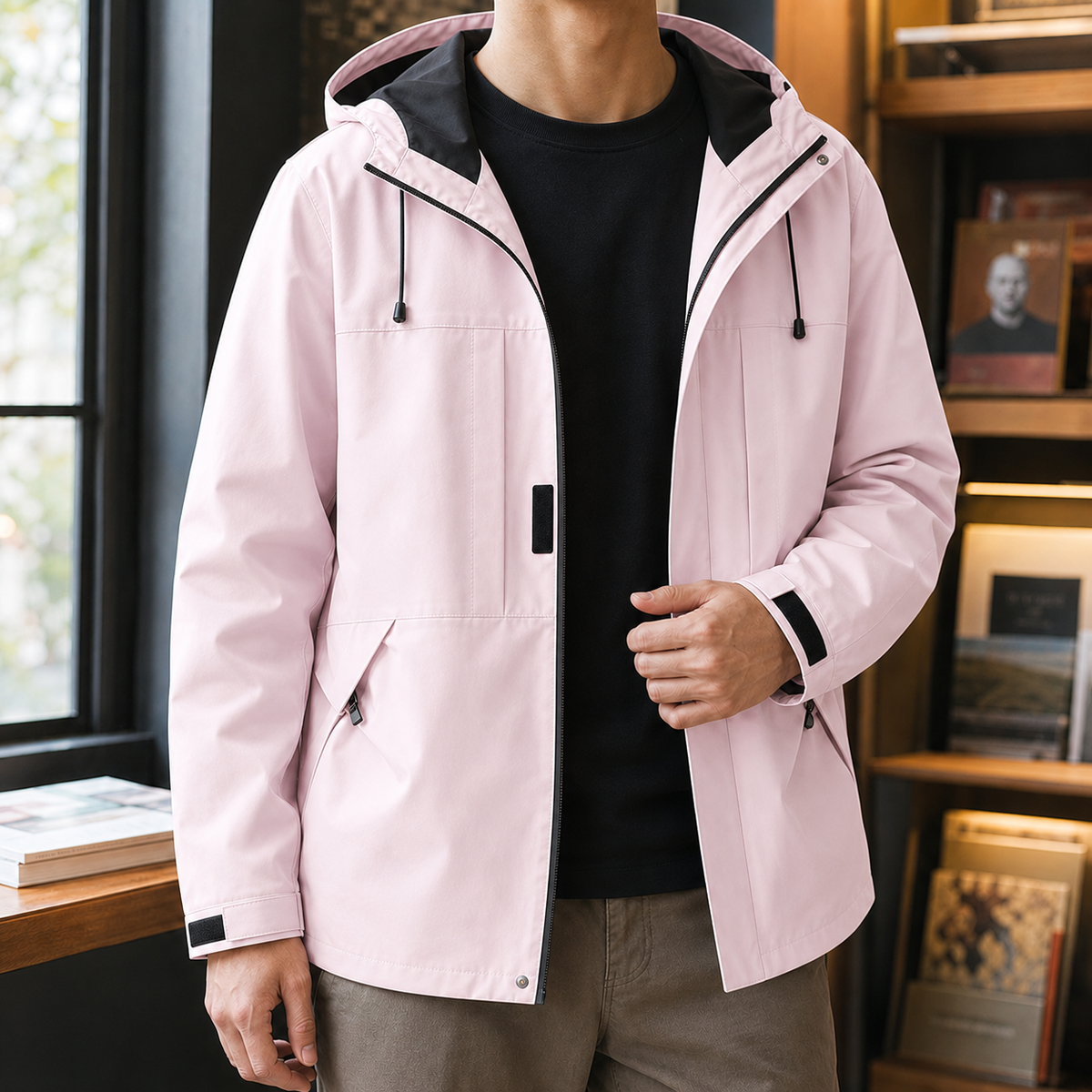 Warwick hooded windbreaker jacket, pink