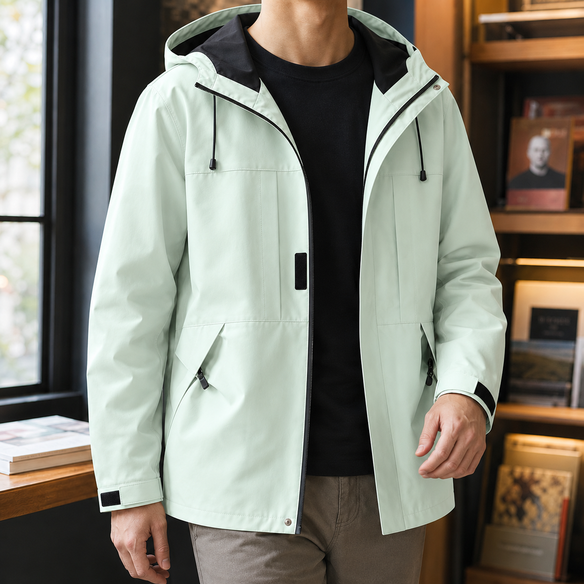 Warwick hooded windbreaker jacket, light green