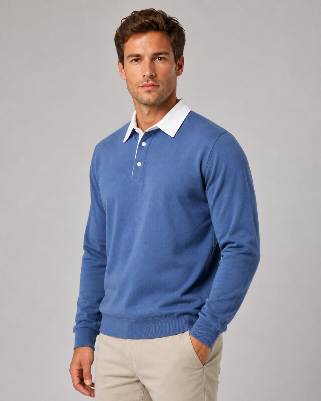 Wayne knitted polo sweater contrast collar - side view