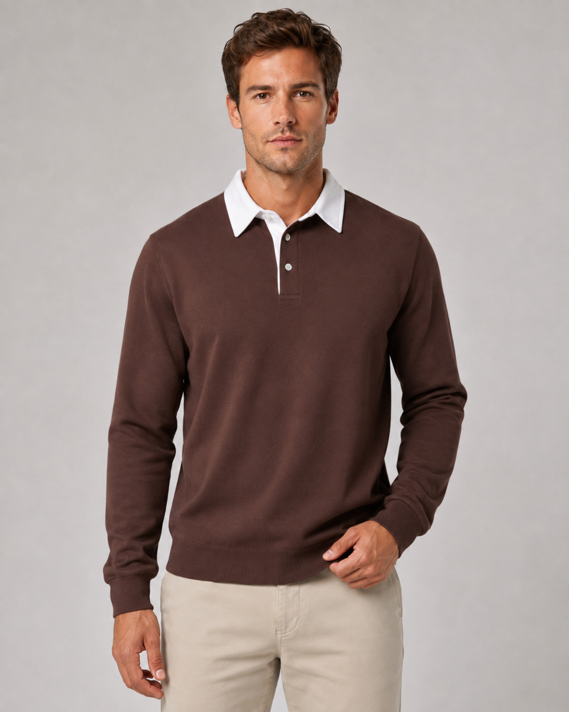 Wayne knitted polo sweater contrast collar - back view