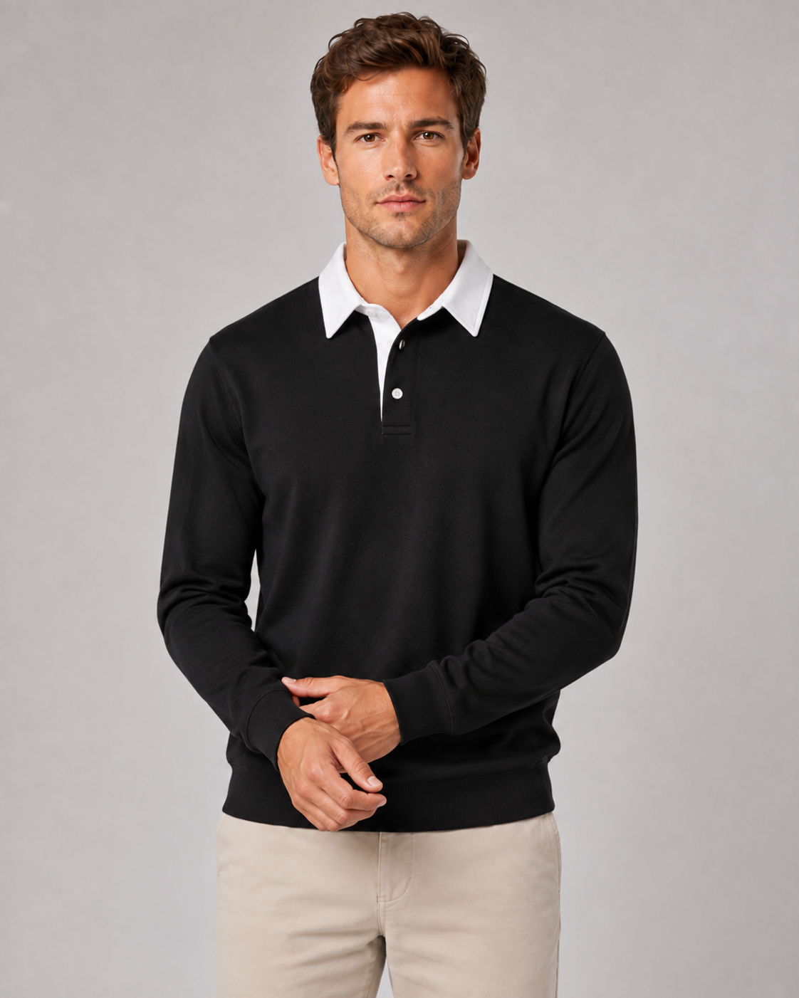 Wayne knitted polo sweater contrast collar - color options 2