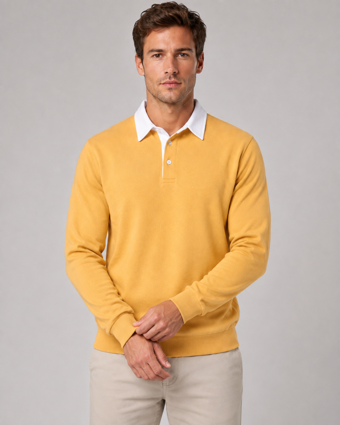 Wayne knitted polo sweater contrast collar - styled outfit 2