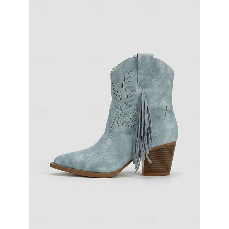 Wilhelmena | Elegant Tasseled Cowgirl Ankle Boots