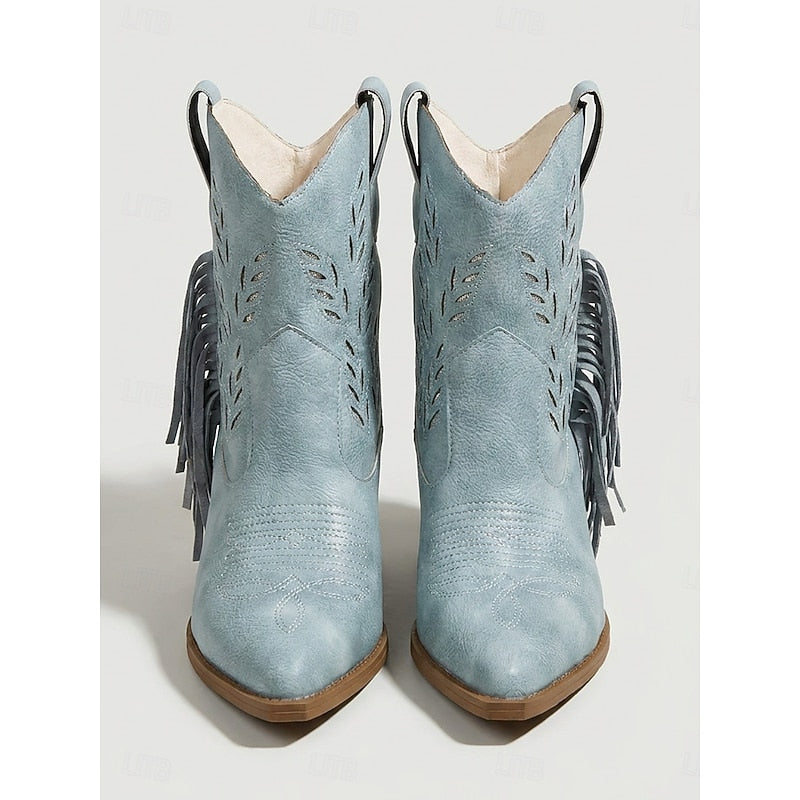 Wilhelmena | Elegant Tasseled Cowgirl Ankle Boots