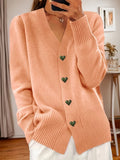 Wilhelmina | Heart-Button V-Neck Cardigan