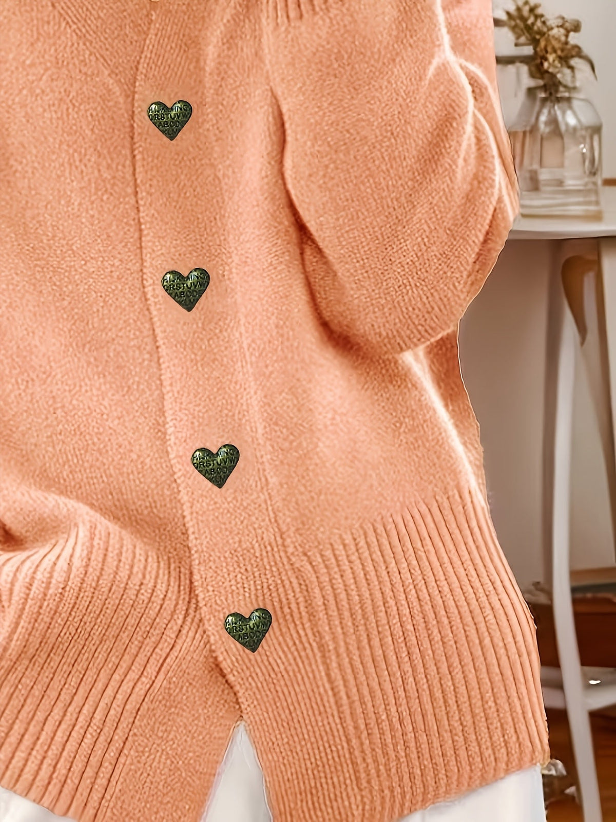 Wilhelmina | Heart-Button V-Neck Cardigan