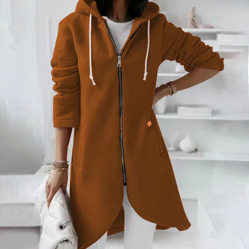 Wilhelmine | Long Zip-Up Hooded Jacket