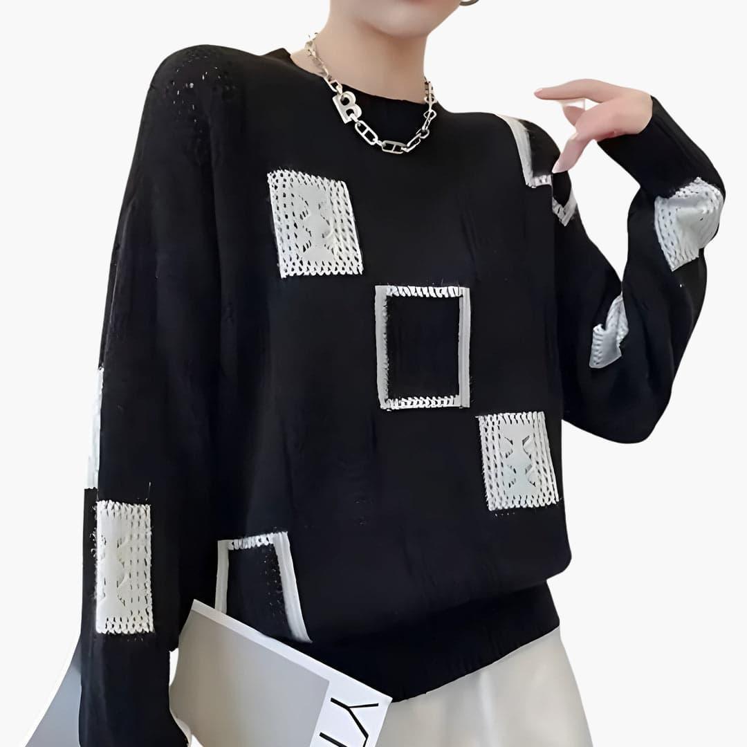 Winnie patchwork pullover sweater - back view