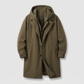 Winston hooded zip long overcoat, army green