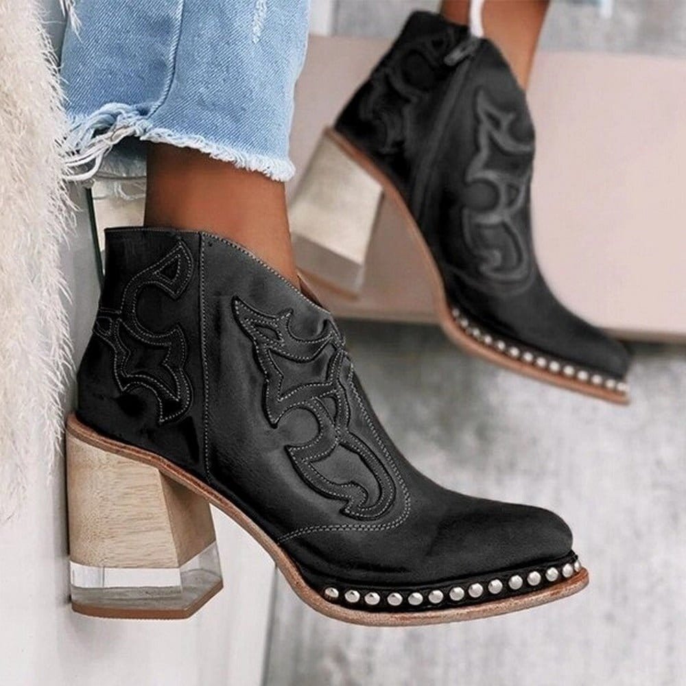 Winterbourne | Stylish Faux Leather Western Ankle Boots