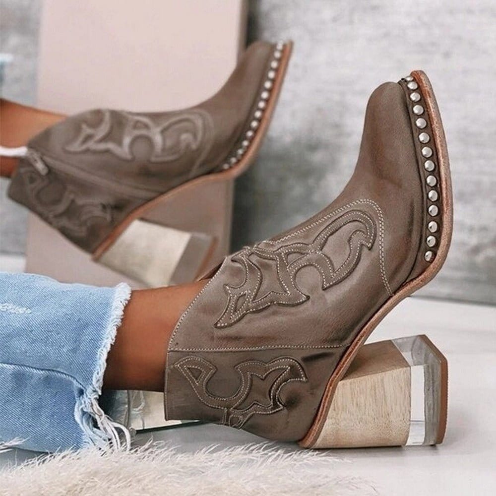 Winterbourne | Stylish Faux Leather Western Ankle Boots