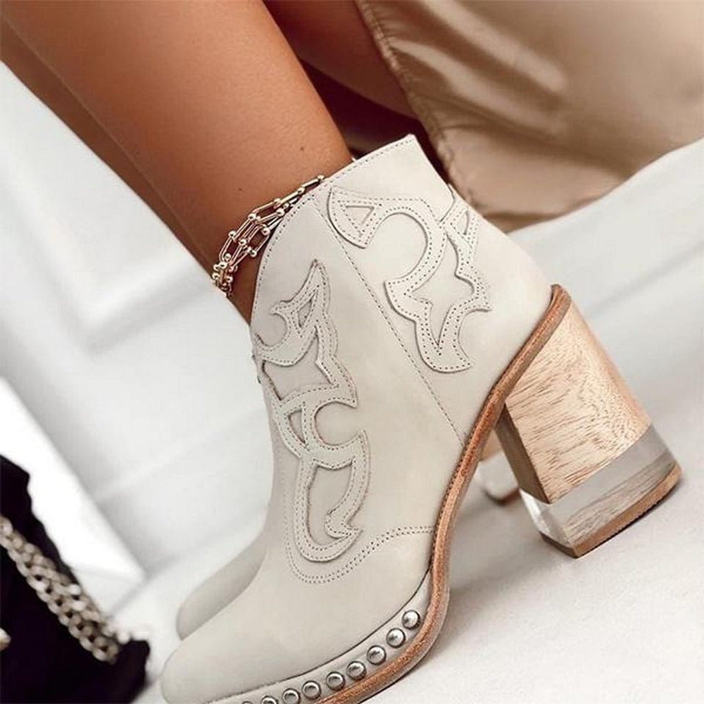 Winterbourne | Stylish Faux Leather Western Ankle Boots