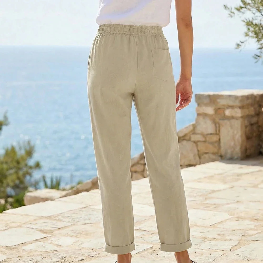 Wren linen trousers with drawstring - side view