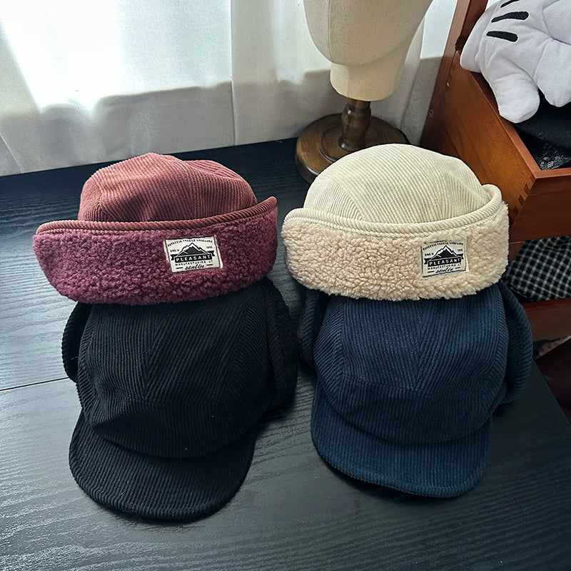 Wystanley | Fleece-Lined Corduroy Earflap Hat
