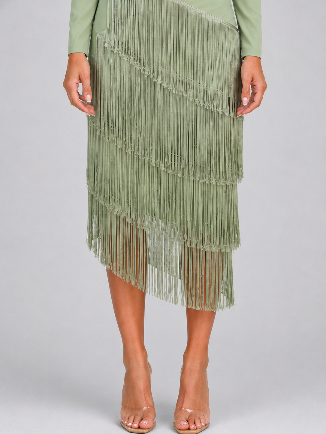 Yolanda fringe midi dress long sleeve - color options