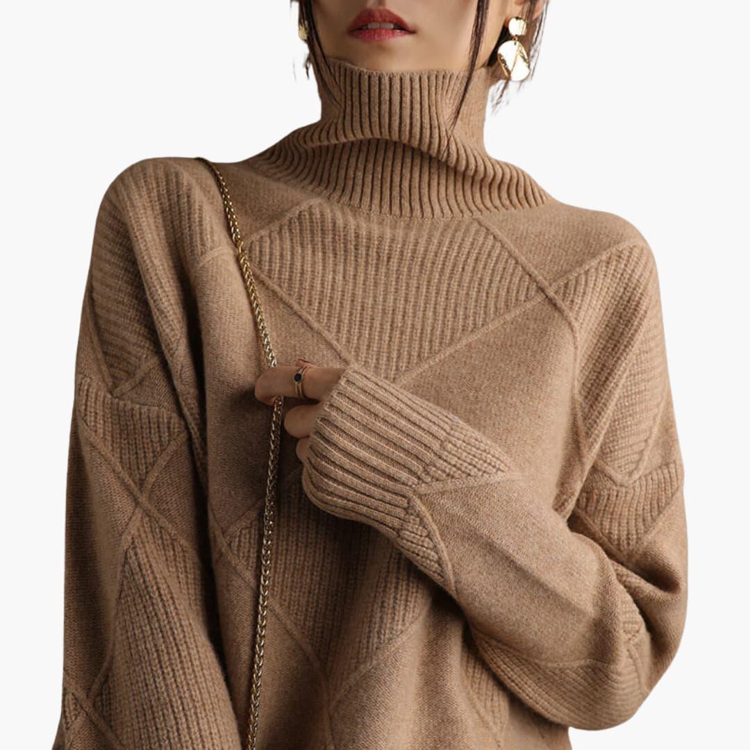 Yvette ribbed turtleneck sweater - fabric detail