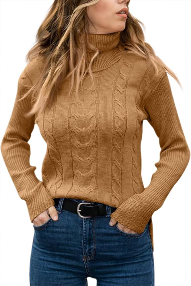 Zelda ribbed-cuff cable-knit turtleneck sweater, view 16