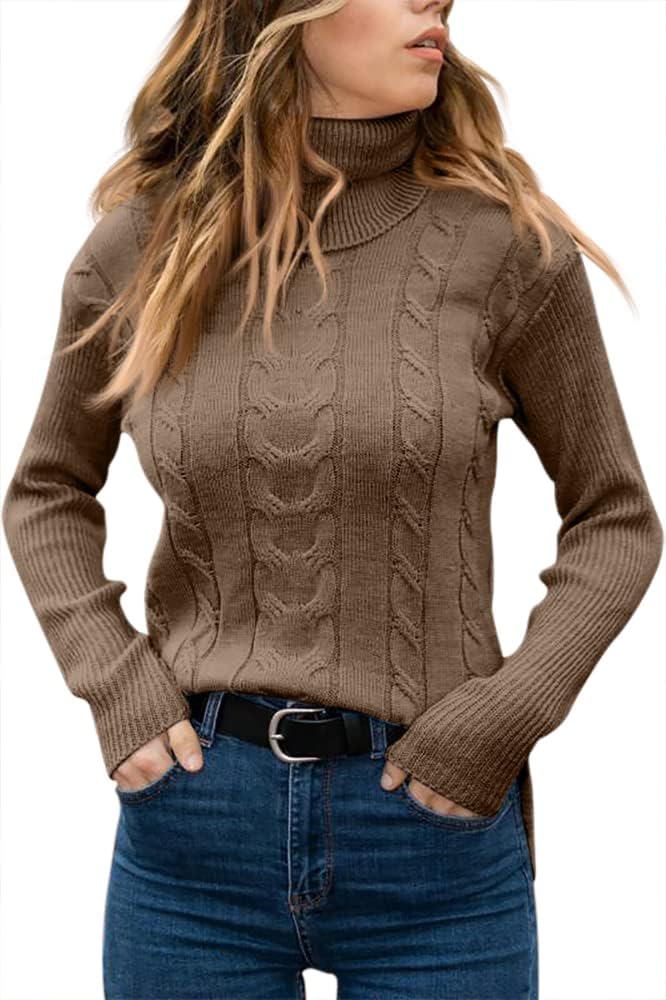 Zelda ribbed-cuff cable-knit turtleneck sweater, view 19