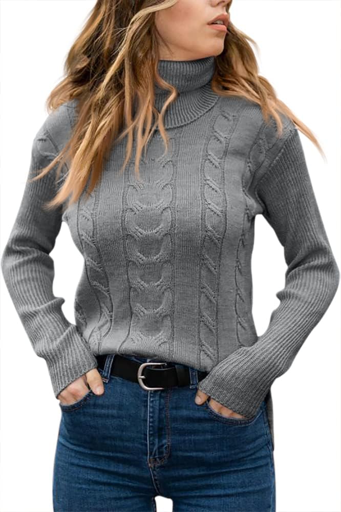 Zelda ribbed-cuff cable-knit turtleneck sweater, view 20