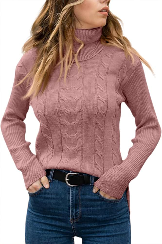 Zelda ribbed-cuff cable-knit turtleneck sweater, view 22