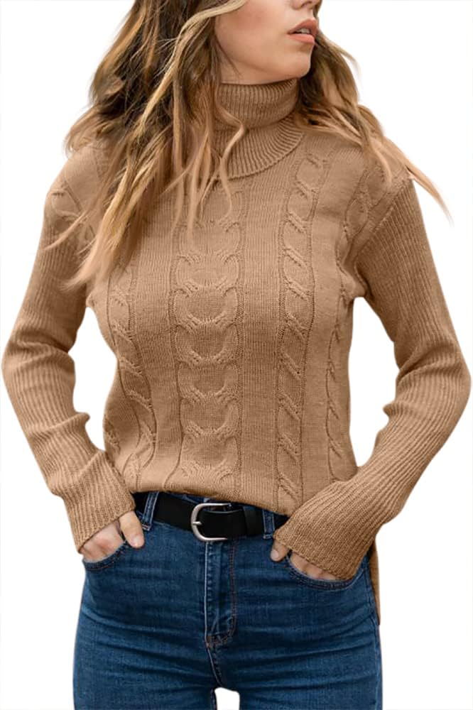 Zelda ribbed-cuff cable-knit turtleneck sweater, view 23