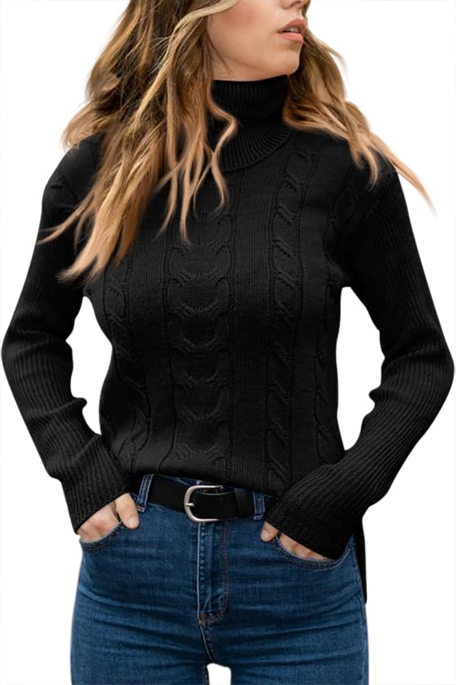 Zelda ribbed-cuff cable-knit turtleneck sweater, view 25