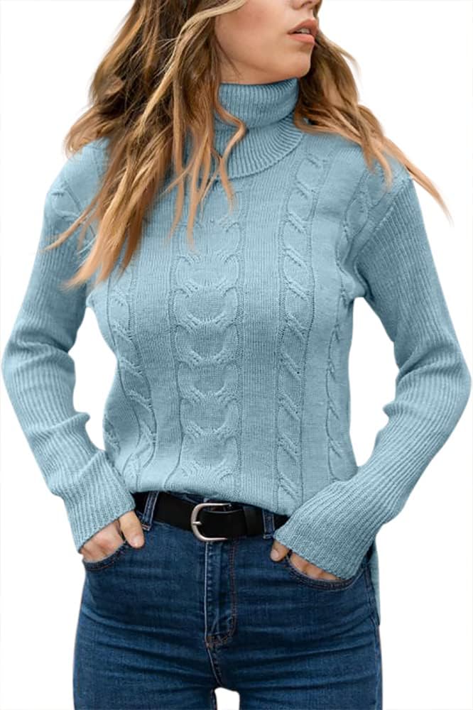 Zelda ribbed-cuff cable-knit turtleneck sweater, view 29