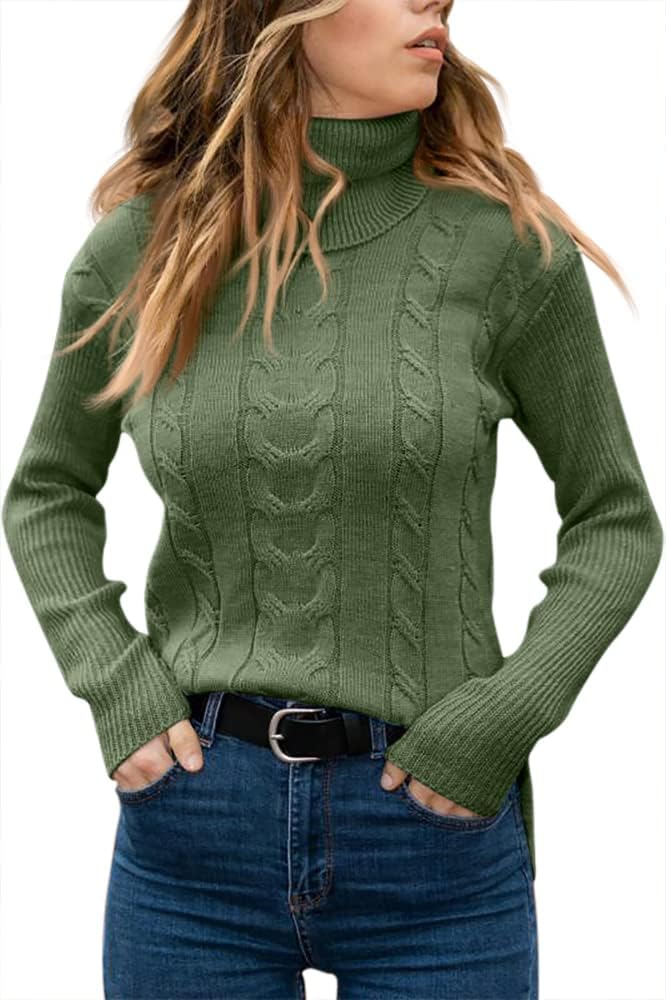 Zelda ribbed-cuff cable-knit turtleneck sweater, view 31