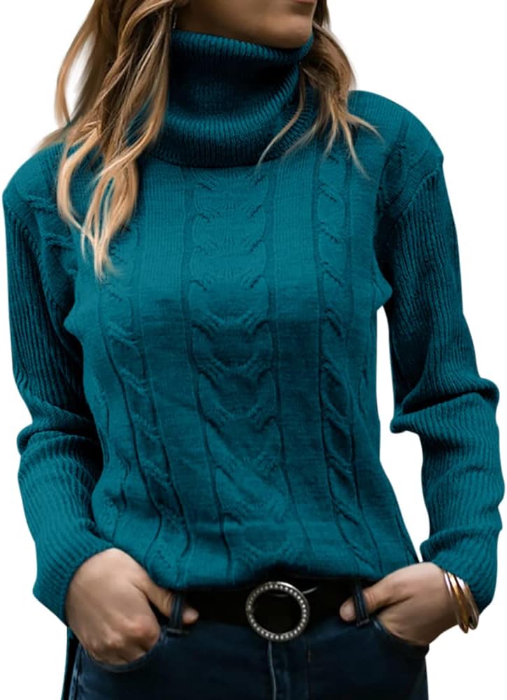 Zelda ribbed-cuff cable-knit turtleneck sweater, view 33