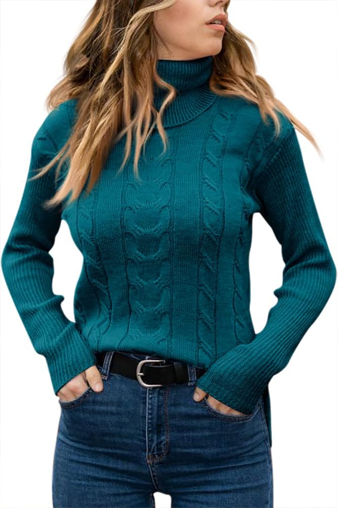 Zelda ribbed-cuff cable-knit turtleneck sweater, view 34