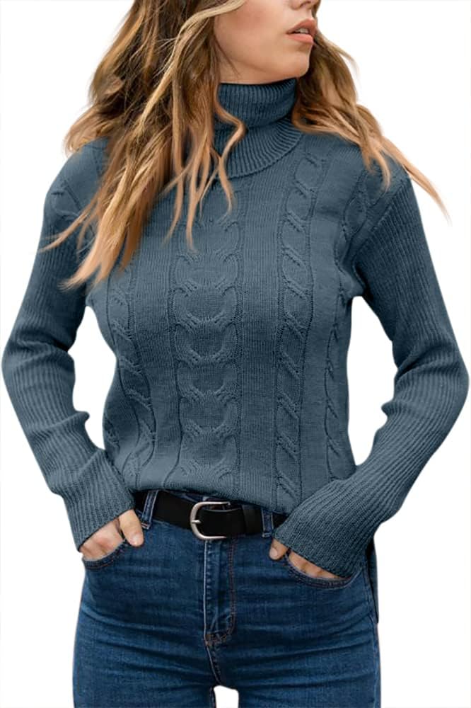 Zelda ribbed-cuff cable-knit turtleneck sweater, view 35