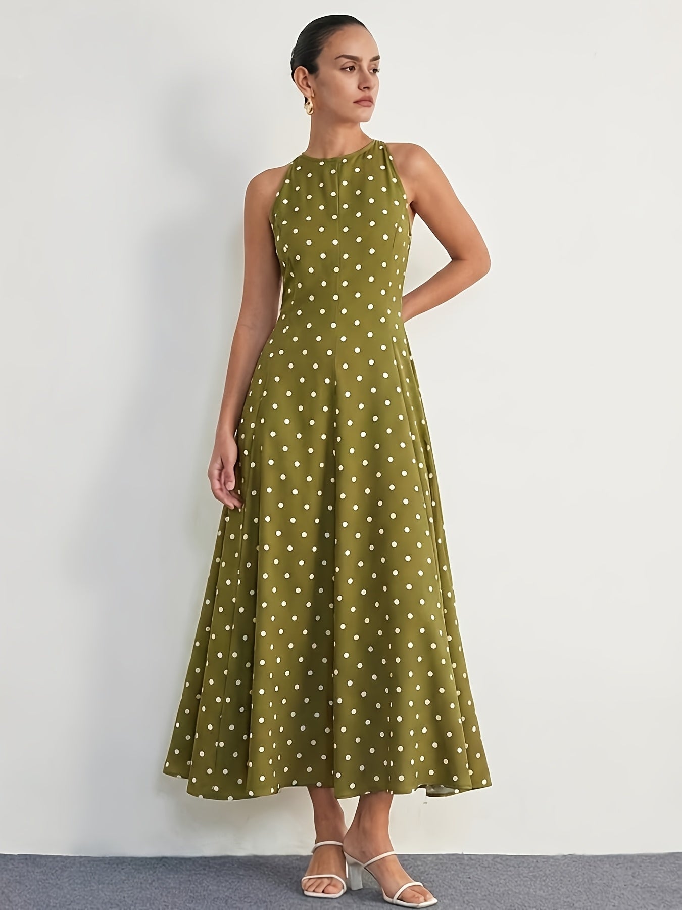 Zora fall polka dot midi dress - back view