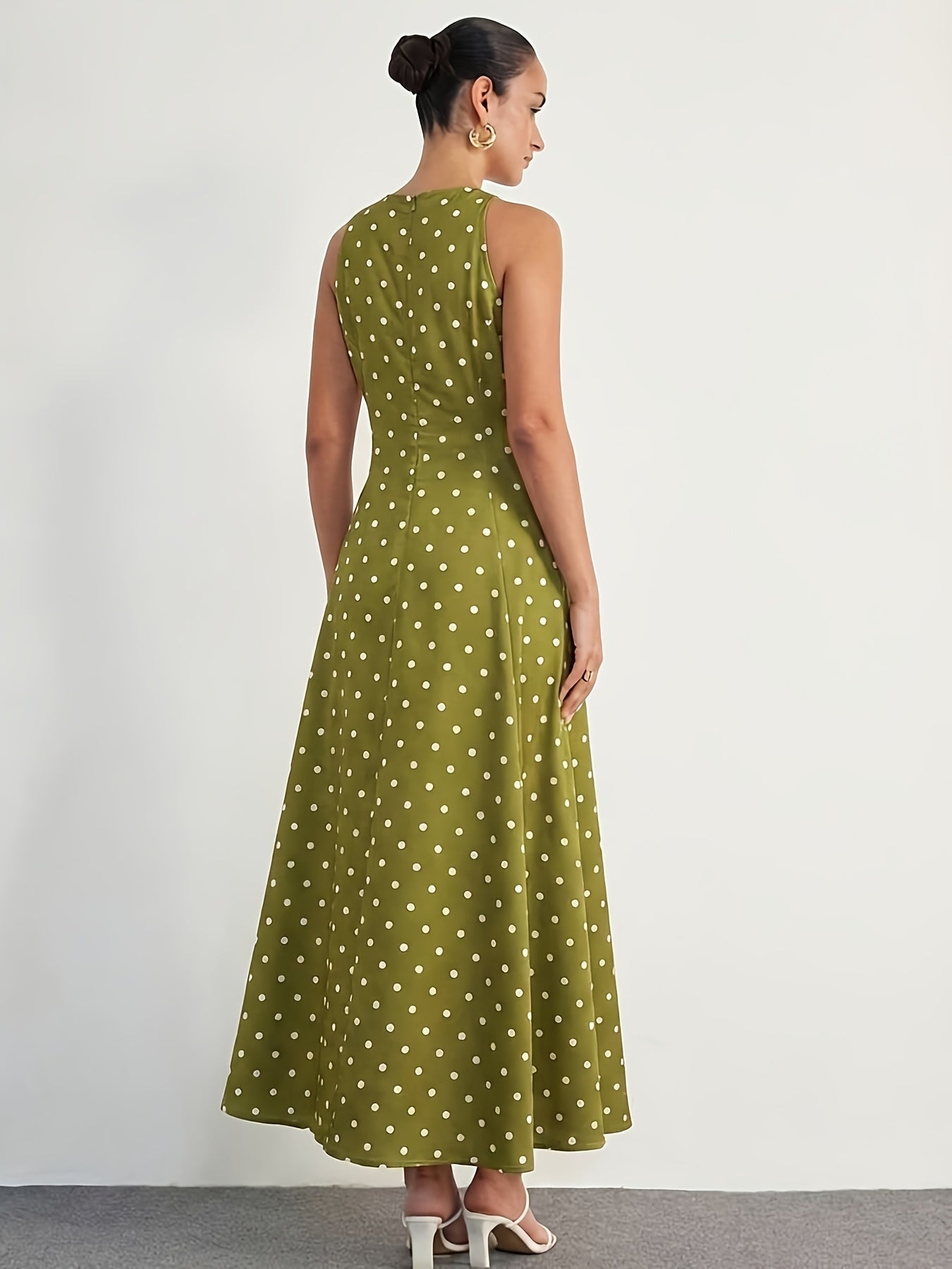 Zora fall polka dot midi dress - waist detail